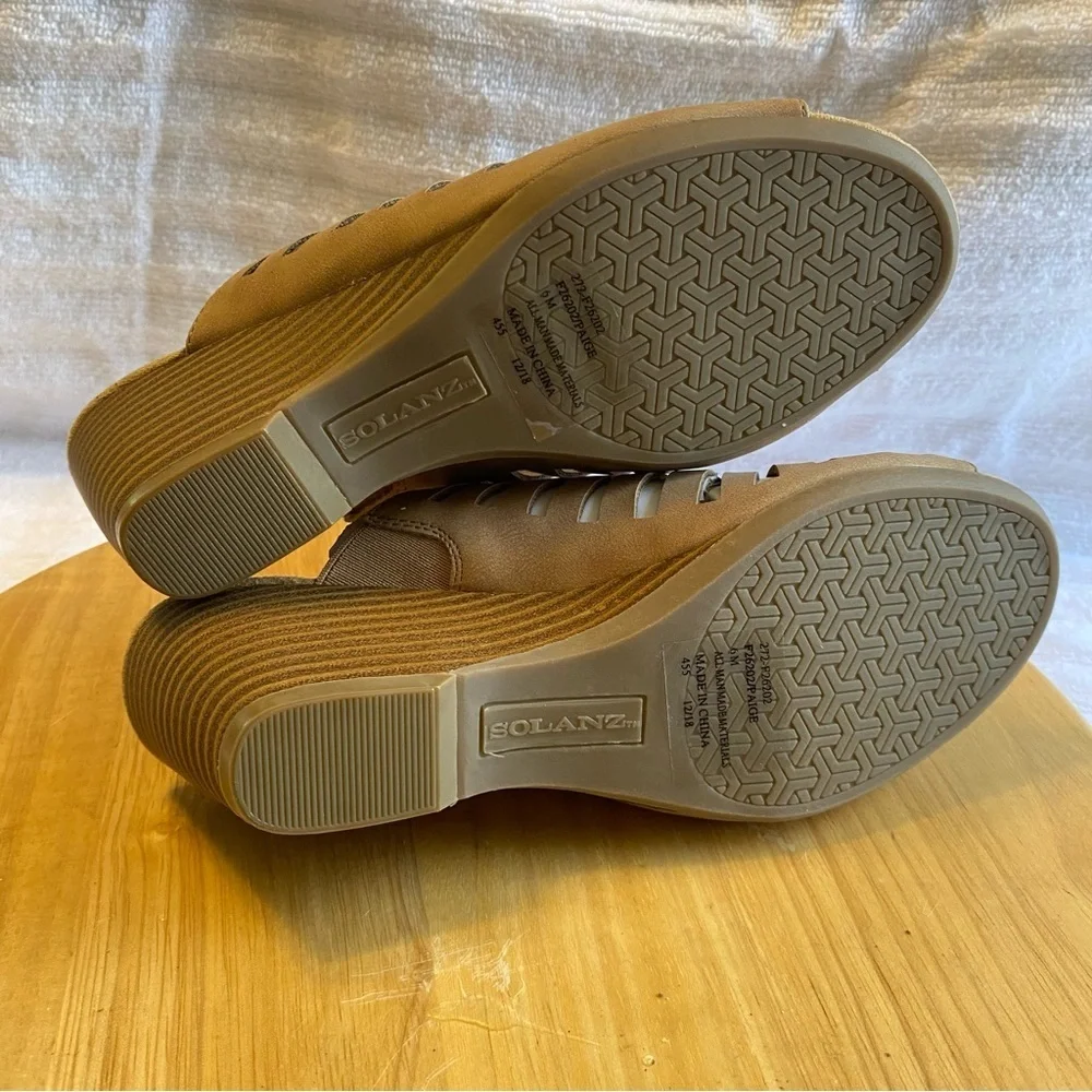 Solanz Shoes Women’s Size 6 Heels Open Toe Slip On‎